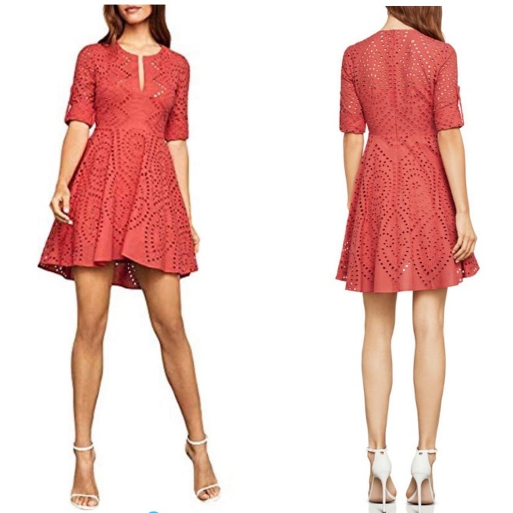 BCBGMAXAZRIA Long Sleeve Eyelet Dress